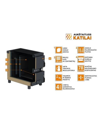 Kieto kuro katilas-viryklė, AKT Ignis M, 10 kW