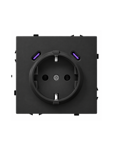 Kištukinis lizdas su USB C+C jungtimis Feelspot FSKL1CCB, 20W, juodas