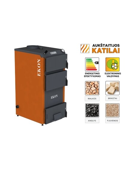 Kieto kuro katilas EKON, apatinio degimo, 20kW 1 Kieto kuro katilas EKON, apatinio degimo, 20kW 1