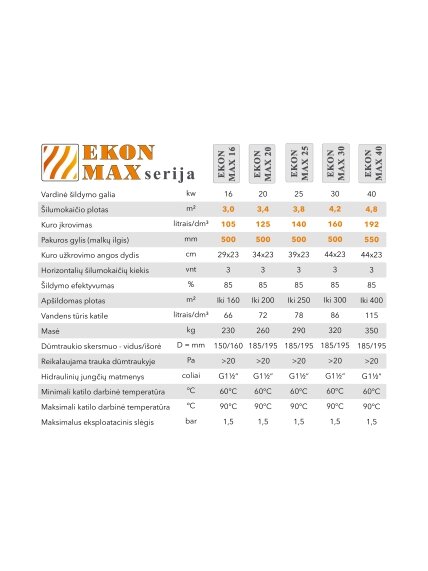 Kieto kuro katilas EKON-MAX, apatinio degimo, 16kW 3 Kieto kuro katilas EKON-MAX, apatinio degimo, 16kW 3