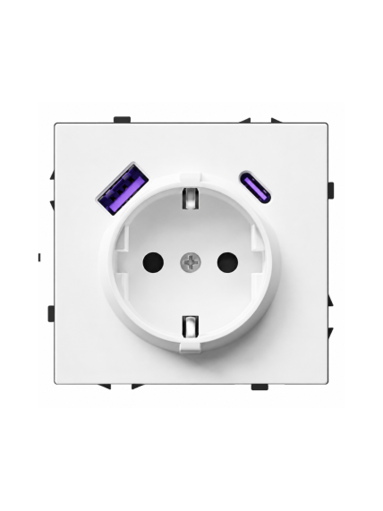 Kištukinis lizdas su USB A+C jungtimis Feelspot FSKL1A1CW, 20W, baltas