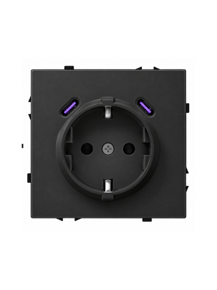 Kištukinis lizdas su USB C+C jungtimis Feelspot FSKL1CCB, 20W, juodas