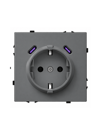 Kištukinis lizdas su USB C+C jungtimis Feelspot FSKL1CCG, 20W, pilkas