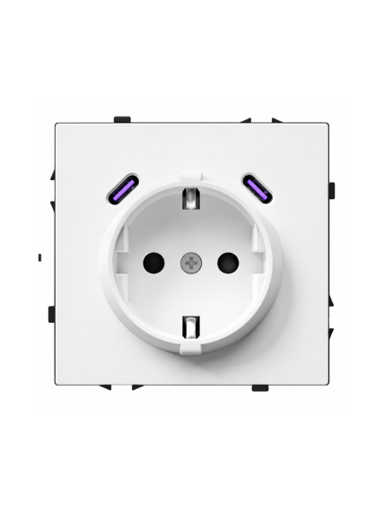 Kištukinis lizdas su USB C+C jungtimis Feelspot FSKL1CCW, 20W, baltas Kištukinis lizdas su USB C+C jungtimis Feelspot FSKL1CCW, 20W, baltas