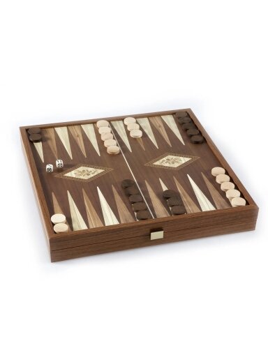 Klasikinio stiliaus 2-in-1 stalo žaidimų rinkinys – šachmatai ir nardai riešutmedžio dėkle 41 × 41 cm Manopoulos Klasikinio stiliaus 2-in-1 stalo žaidimų rinkinys – šachmatai ir nardai riešutmedžio dėkle 41 × 41 cm Manopoulos