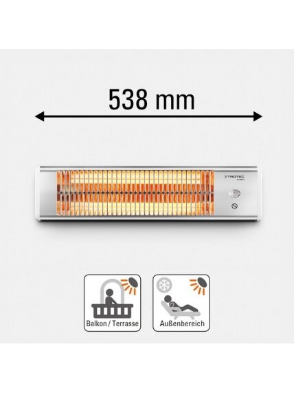 Kvarcinis infraraudonųjų spindulių šildytuvas Trotec IR 1200 S 4 Kvarcinis infraraudonųjų spindulių šildytuvas Trotec IR 1200 S 4