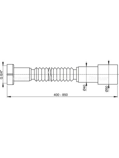 Lankstus sifono pajungimo vamzdis (gofra) 1 1/4"x40/50;  L400–850mm