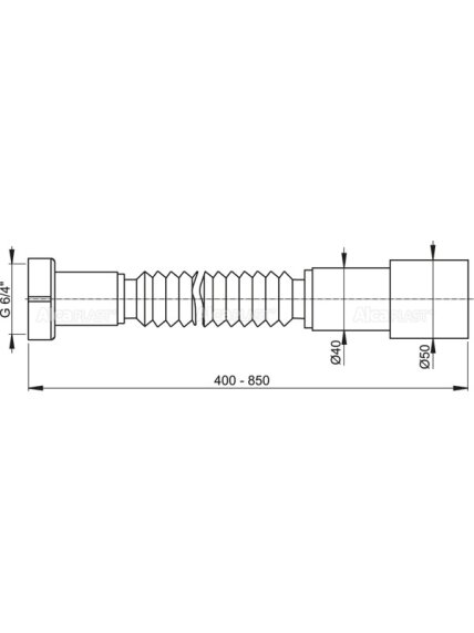 Lankstus sifono pajungimo vamzdis (gofra) 1 1/4"x40/50;  L400–850mm 1