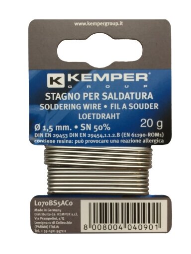 Lydmetalis „KEMPER" 1,5 mm 20 g SN 50%