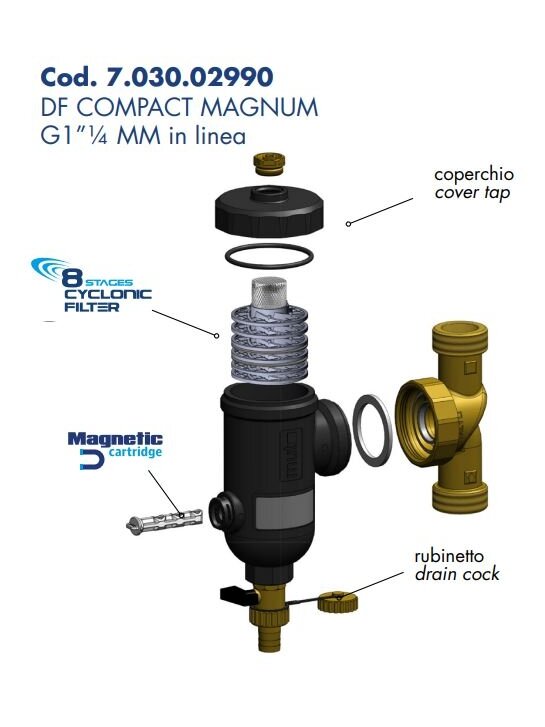Magnetinis šildymo sistemos filtras 1 1/4" / 1 1/4" KVS 10, DF Magnum MM, motavimas tiesiai 1 Magnetinis šildymo sistemos filtras 1 1/4" / 1 1/4" KVS 10, DF Magnum MM, motavimas tiesiai 1