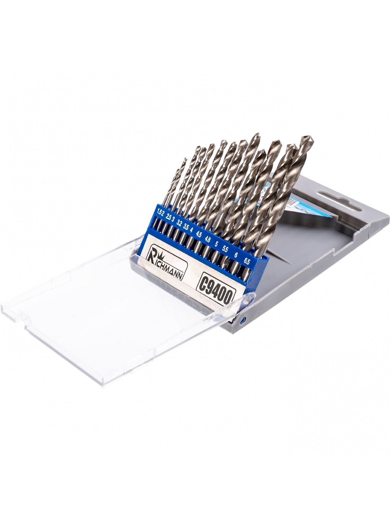 Metalo grąžtų rinkinys 1,5-6,5 mm 12 vnt 1 Metalo grąžtų rinkinys 1,5-6,5 mm 12 vnt 1