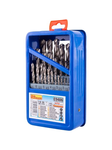 Metalo grąžtų rinkinys 1-13 mm 25 vnt