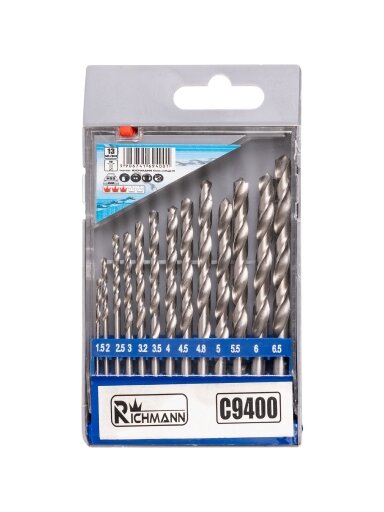 Metalo grąžtų rinkinys 1,5-6,5 mm 12 vnt