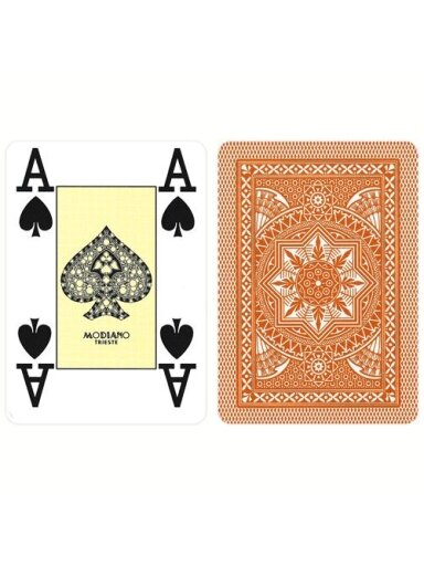 Modiano Poker 4 Jumbo Index kortos (rudos)