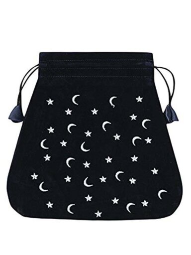 Moon And Stars velvetinis juodas maišelis kortoms Lo Scarabeo