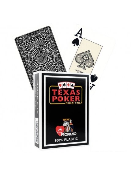 Modiano Texas Poker Hold Em žaidimo kortos (juodos) Modiano Texas Poker Hold Em žaidimo kortos (juodos)