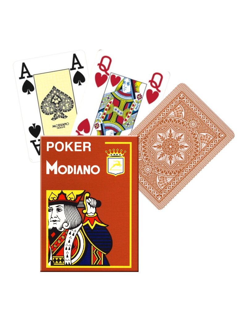 Modiano Poker 4 Jumbo Index kortos (rudos) Modiano Poker 4 Jumbo Index kortos (rudos)