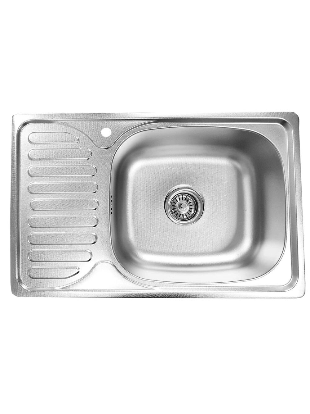 Nerūdijančio plieno plautuvė D6642P 660x420 0.8 SATIN kairė su sifonu