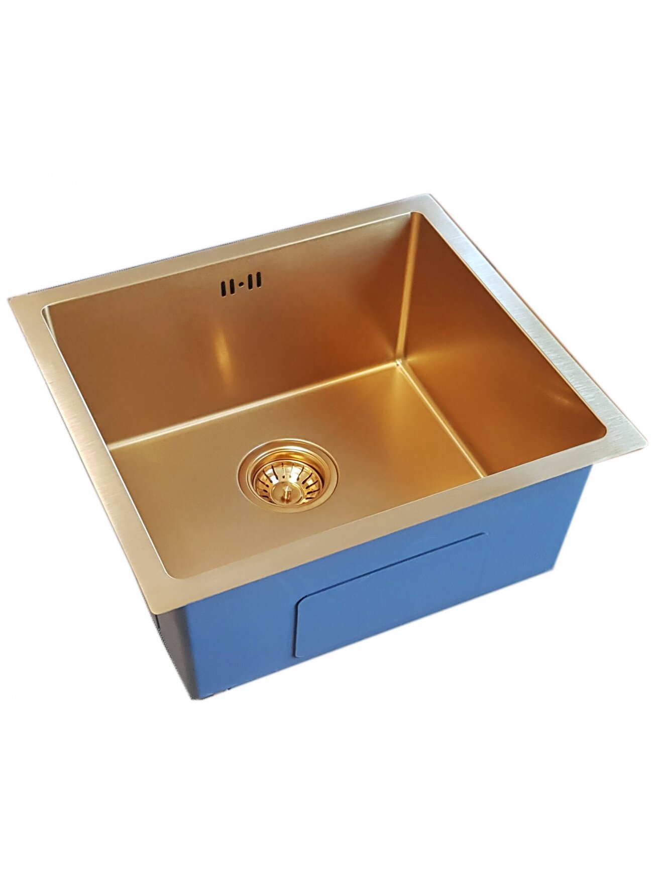 Nerūdijančio plieno plautuvė D4843HG GOLD su sifonu