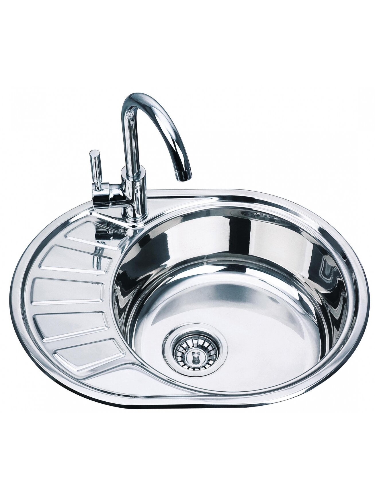 Nerūdijančio plieno plautuvė D5745P kairė 0.8 mm su sifonu