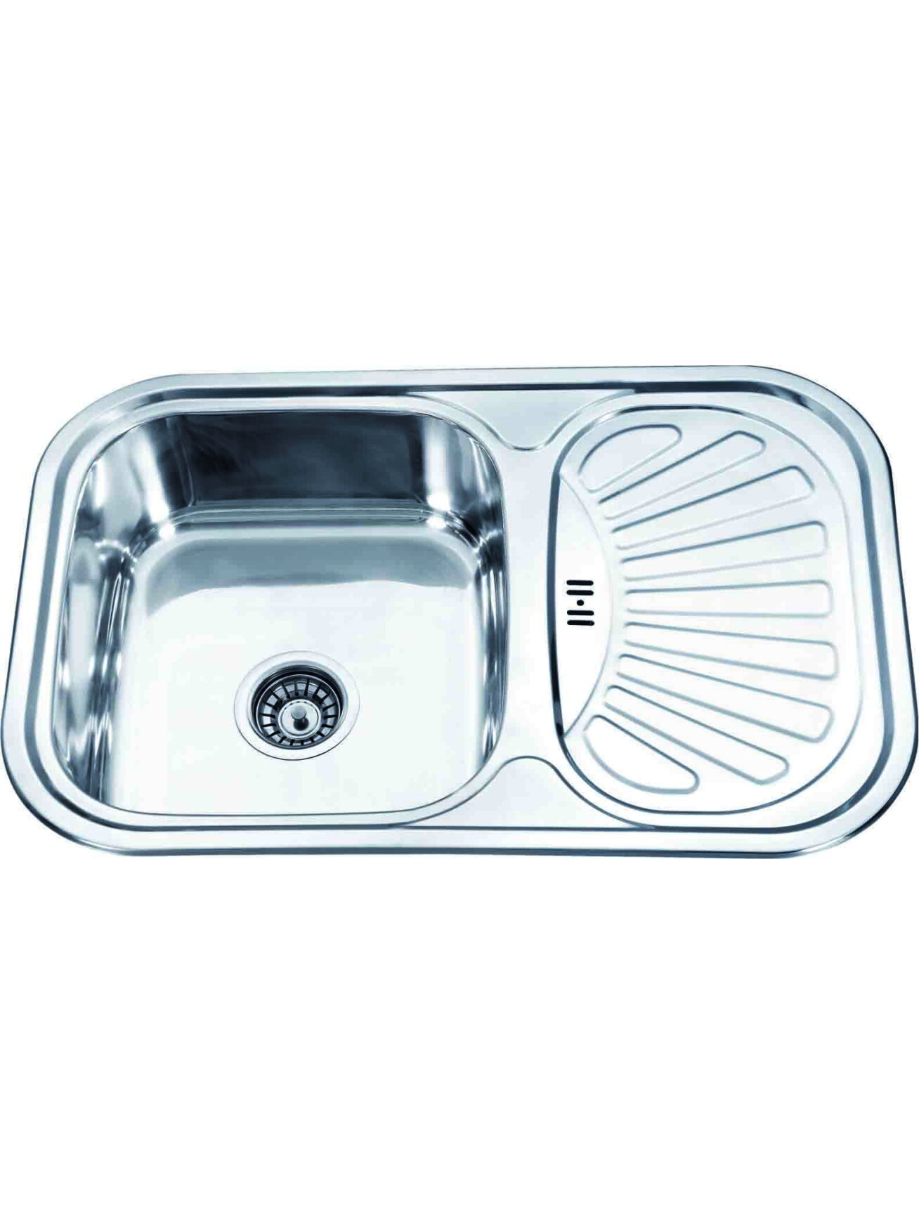 Nerūdijančio plieno plautuvė D7549P 750x490 0.6 DEKOR dešinė su sifonu Nerūdijančio plieno plautuvė D7549P 750x490 0.6 DEKOR dešinė su sifonu