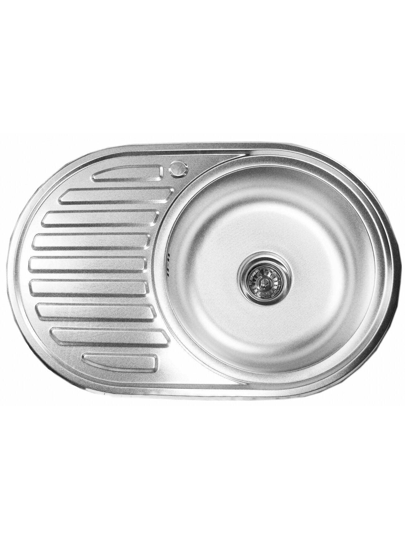 Nerūdijančio plieno plautuvė D7750PF kairė SATIN su sifonu