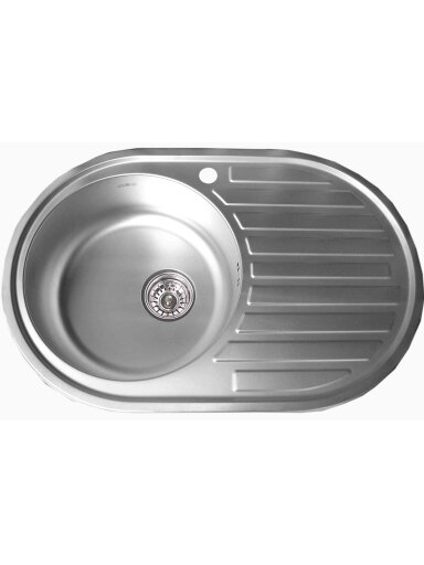 Nerūdijančio plieno plautuvė 7108 0.8 mm dešinė su sifonu