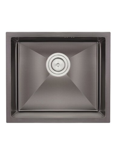 Nerūdijančio plieno plautuvė D4843H BLACK su sifonu 1.0 mm