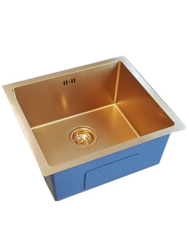 Nerūdijančio plieno plautuvė D4843HG GOLD su sifonu