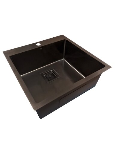 Nerūdijančio plieno plautuvė D5050H BLACK su sifonu 1.0 mm