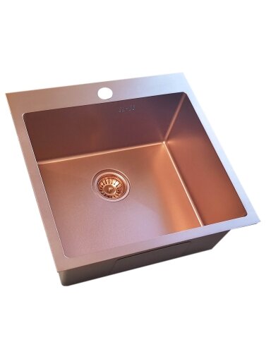 Nerūdijančio plieno plautuvė D5151HC COPPER su sifonu