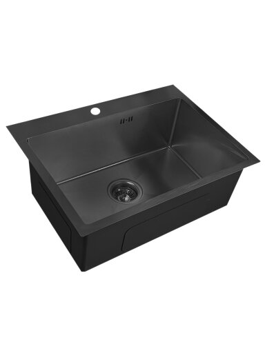 Nerūdijančio plieno plautuvė D6045HB BLACK su sifonu