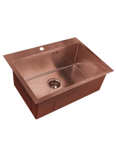 Nerūdijančio plieno plautuvė D6045HC COPPER su sifonu