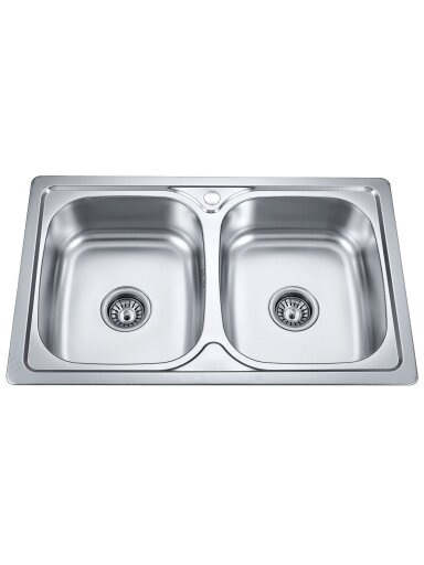 Nerūdijančio plieno plautuvė S8050PB su sifonu 0.8 mm