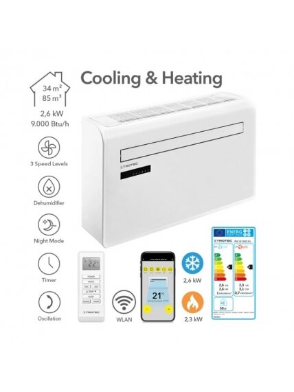 Oro kondicionierius monoblokas (be išorinio bloko) su Wi-Fi Trotec PAC-W 2650 SH 3 Oro kondicionierius monoblokas (be išorinio bloko) su Wi-Fi Trotec PAC-W 2650 SH 3