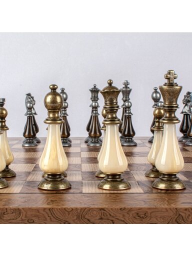 Pearl/Metal style Šachmatų rinkinys 50x50cm Riešutas /Ąžuolas Manopoulos