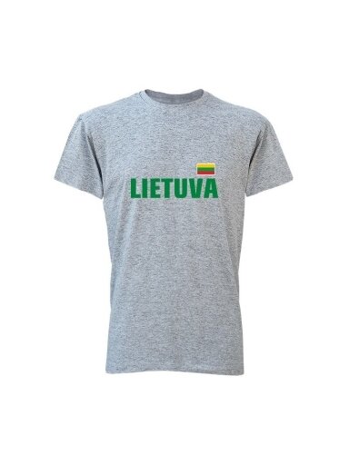 Pilki marškinėliai unisex su užrašu Lietuva ir Vyčiu ant nugaros