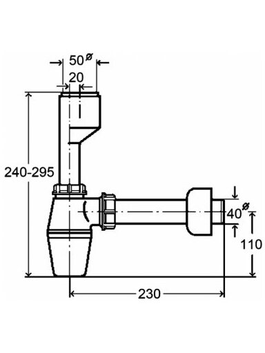 Pisuaro sifonas butelinis 50 x 40 mm