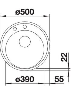Plautuvė BLANCORIONA 45, 500 mm, antracitas Plautuvė BLANCORIONA 45, 500 mm, antracitas