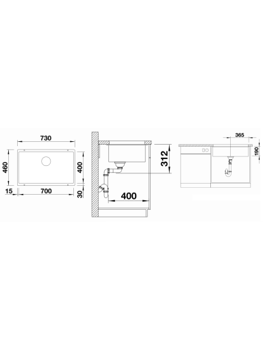 Plautuvė BLANCOSUBLINE 700-U, 730x460 mm, antracito spalva