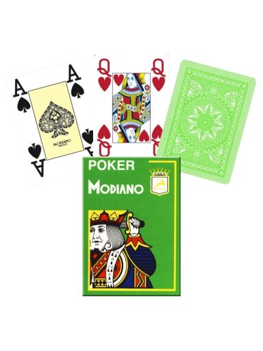 Poker 4 Jumbo Index kortos (šviesiai žalios) Modiano