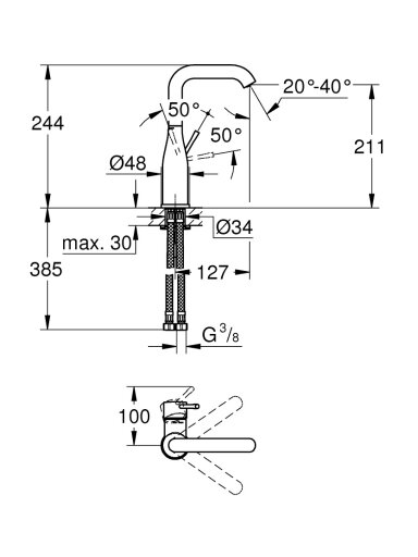 Praustuvo maišytuvas Grohe Essence New L be d.v., chromas