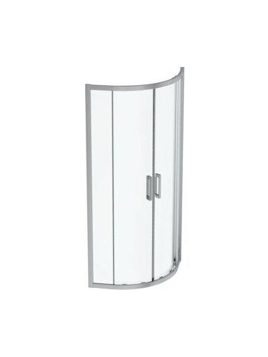 Pusapvalė dušo kabina 80x80x195, R550, skaidrus 6 mm stiklas su antikalkine danga Ideal Clean, rėmas aliuminio, be padėk