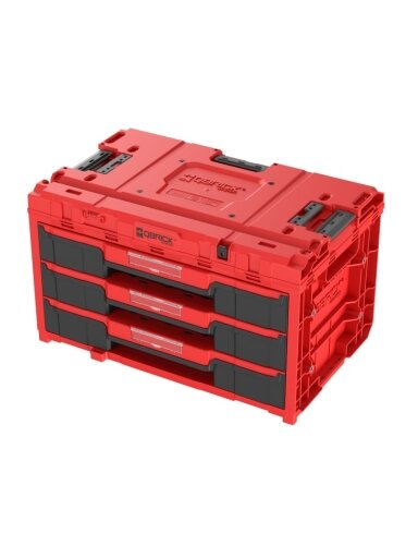 QBRICK ONE įrankių dėžė su 3 stalčiais 2.0 RED