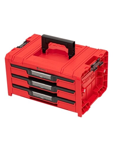 QBRICK PRO įrankių dėžė su 3 stalčiais 2.0 EXPERT RED
