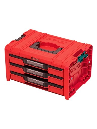 QBRICK PRO įrankių dėžė su 3 stalčiais 2.0 EXPERT RED