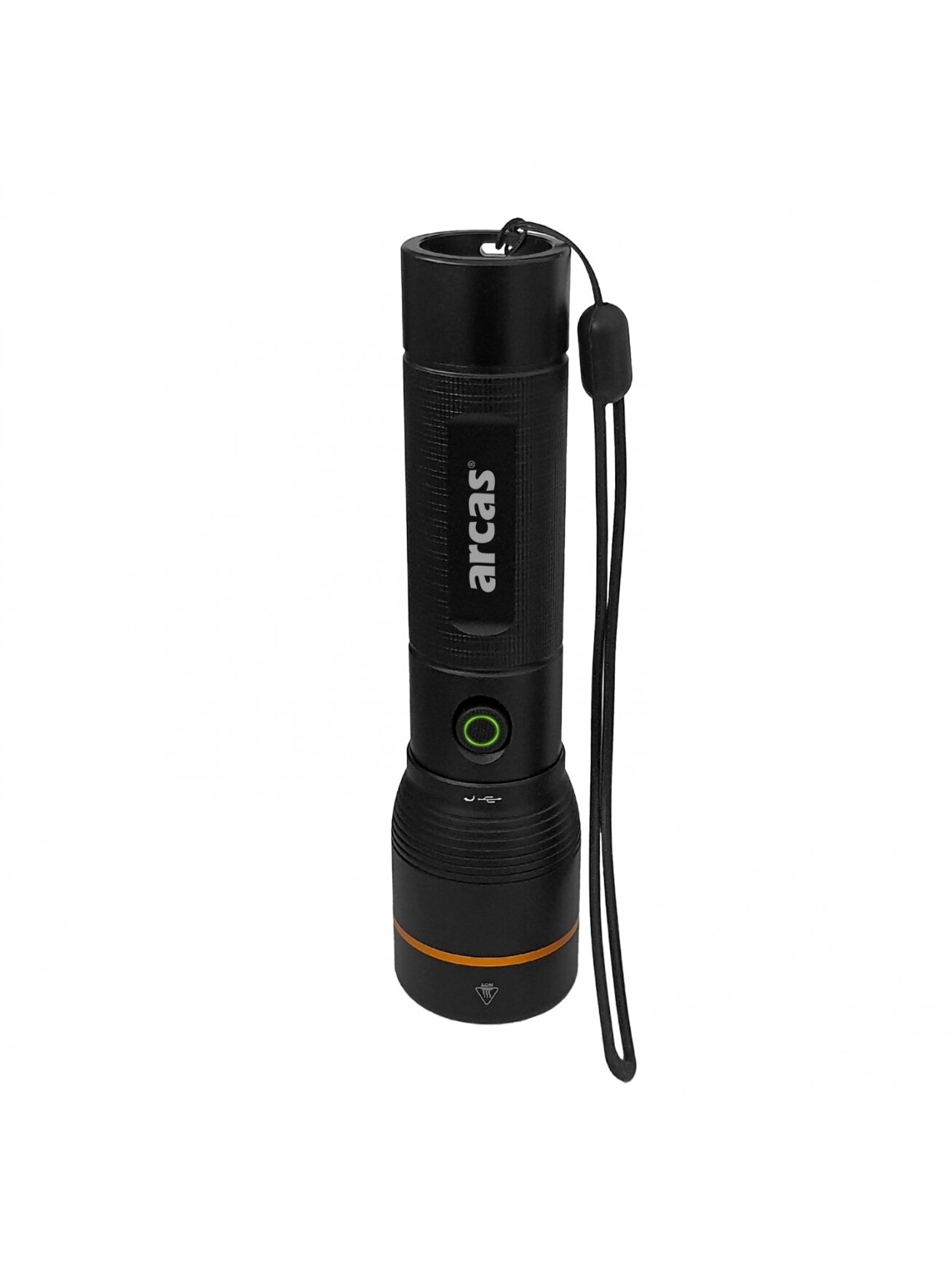 Rankinis žibintuvėlis, 20W, įkraunamas USB-C, juodas, ARCAS