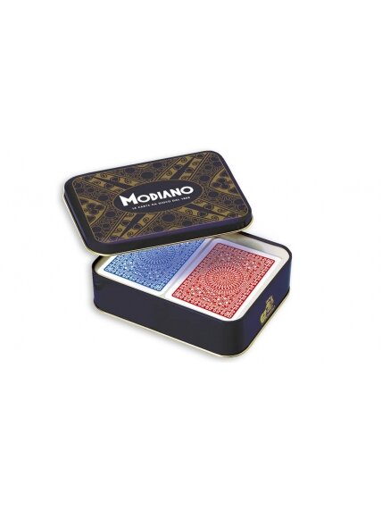 Ramino Club žaidimo kortos metalinėje dėžutėje Modiano 3 Ramino Club žaidimo kortos metalinėje dėžutėje Modiano 3