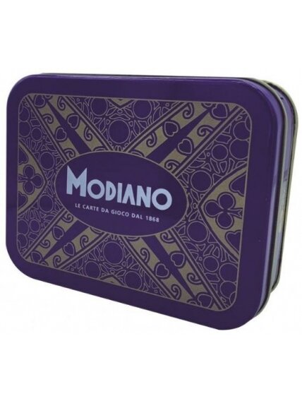 Ramino Club žaidimo kortos metalinėje dėžutėje Modiano 2 Ramino Club žaidimo kortos metalinėje dėžutėje Modiano 2