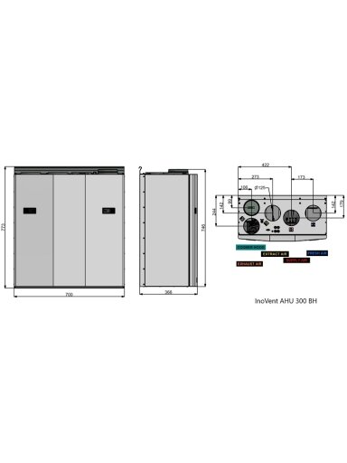 Rekuperatorius ENSY InoVent AHU-300BV vert. kair.p. 275m³/h. Komplekte valdiklis su WI-FI